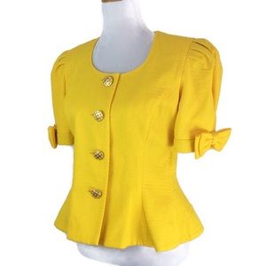 Maggy London Peplum Puff Sleeve Summer Blazer